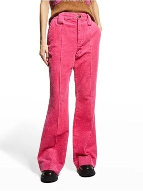 GANNI Retro 70’s Hot Pink Wide Corduroy Flared Trousers Pants 8/10